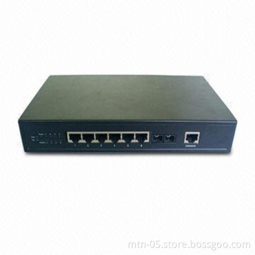 Web Smart Management Switch with 6 Port and 1 Port 10/100Mbps, Supports Port Mirroring and Trunk